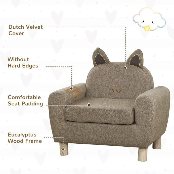 Toddler Armchair with Ear Modeling - Little and Giant Explorers HOMCOM