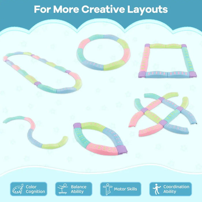 Toddler Balance Tactile Board Set – Multicolour | 20-Piece Obstacle Course COSTWAY - Little and Giant Explorers Costway