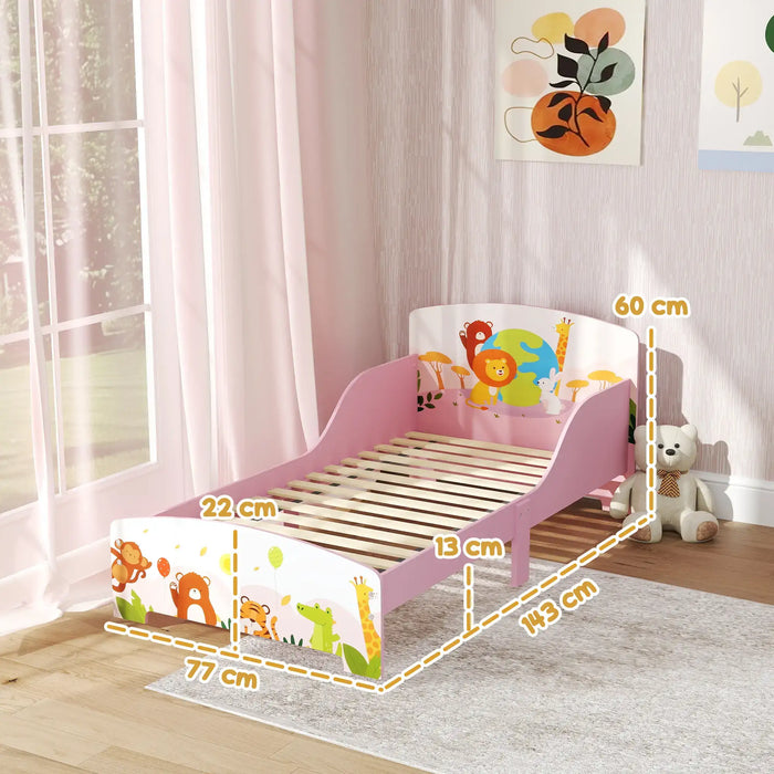 Cute Animal-Themed Toddler Bed with Safety Rails (77 x 143cm) - Little and Giant Explorers AIYAPLAY