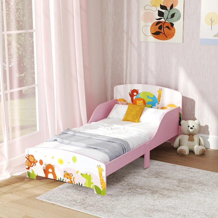 Cute Animal-Themed Toddler Bed with Safety Rails (77 x 143cm) - Little and Giant Explorers AIYAPLAY