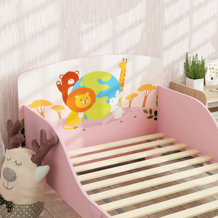 Cute Animal-Themed Toddler Bed with Safety Rails (77 x 143cm) - Little and Giant Explorers AIYAPLAY