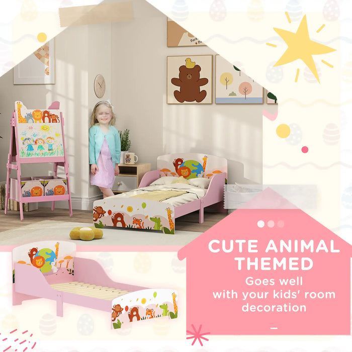 Cute Animal-Themed Toddler Bed with Safety Rails (77 x 143cm) - Little and Giant Explorers AIYAPLAY