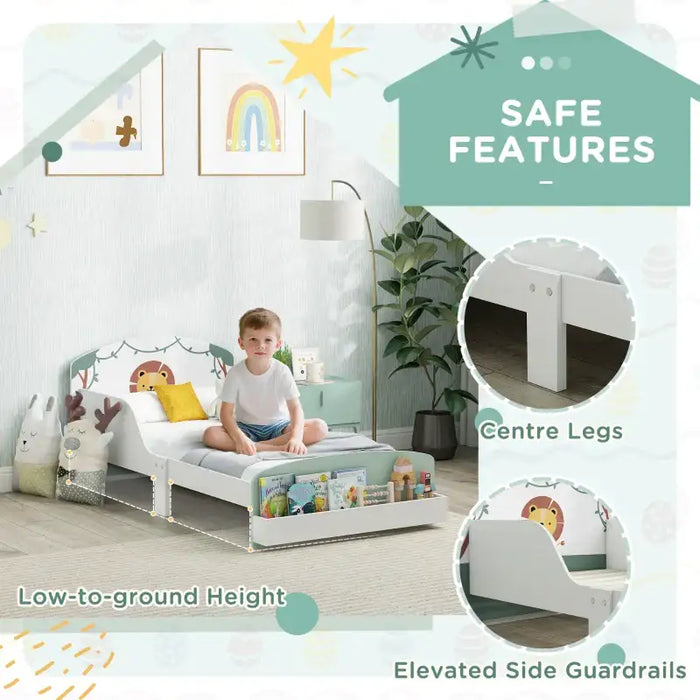 Toddler Cartoon-Lion Design Bed with Storage – Green | Low Frame with Side Rails AIYAPLAY - Little and Giant Explorers AIYAPLAY