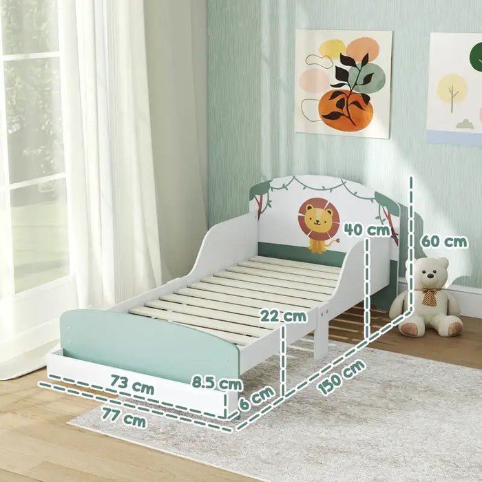 Toddler Cartoon-Lion Design Bed with Storage – Green | Low Frame with Side Rails AIYAPLAY - Little and Giant Explorers AIYAPLAY