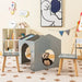 Toddler Furniture Set Grey | House Shapes with Inclined Blackboard Tabletop - Little and Giant Explorers Costway