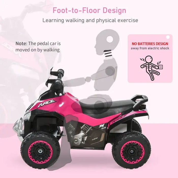 Toddler Quad Bike Ride-On - Pink | Foot-to-Floor Vehicle and Balance Training HOMCOM - Little and Giant Explorers HOMCOM
