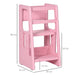 Toddler Step Stool – Pink | Adjustable Kids Kitchen Helper Tower - 3-Height Platforms HOMCOM - Little and Giant Explorers HOMCOM