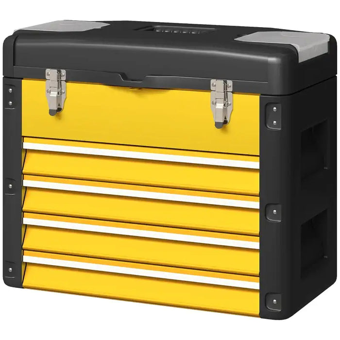 Toolbox with Drawers – Yellow | Large Metal Tool Chest - Top Tray and Mini Parts Boxes HOMCOM - Little and Giant Explorers HOMCOM