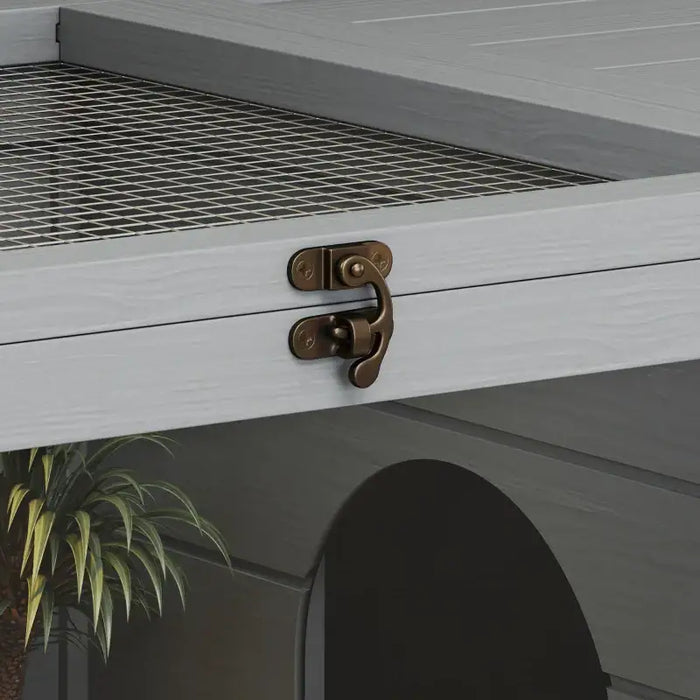 Tortoise House with Storage Cabinet – Light Grey Fir Wood | Lamp Holder PAWHUT - Little and Giant Explorers PawHut