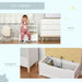 White toy storage box bench with backrest, gas hinge, and child sitting, shown as 2-in-1 design