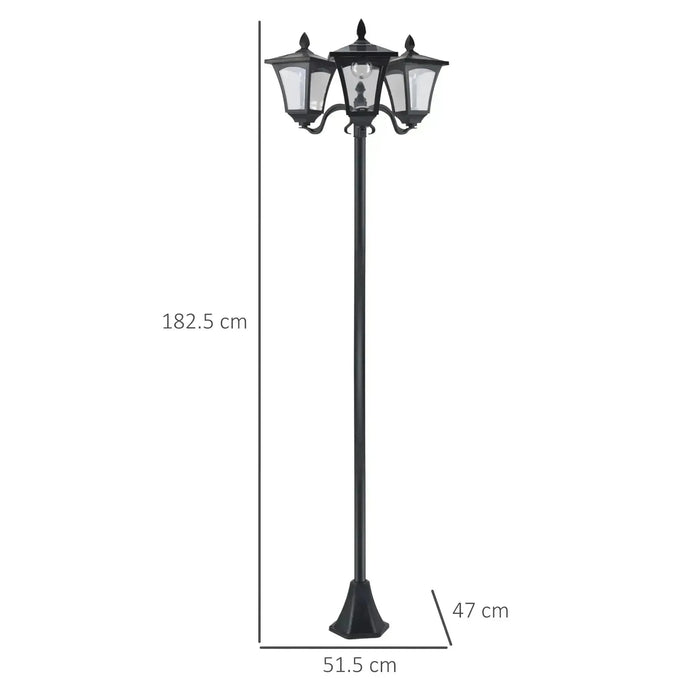 Traditional Victorian Style 3-Way Head Garden Solar Post Lamp 1.8m - Little and Giant Explorers Outsunny