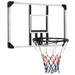 Transparent wall-mounted polycarbonate basketball backboard with steel rim and tri-color net