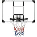 Transparent wall-mounted polycarbonate basketball backboard with steel rim and red, white, blue net