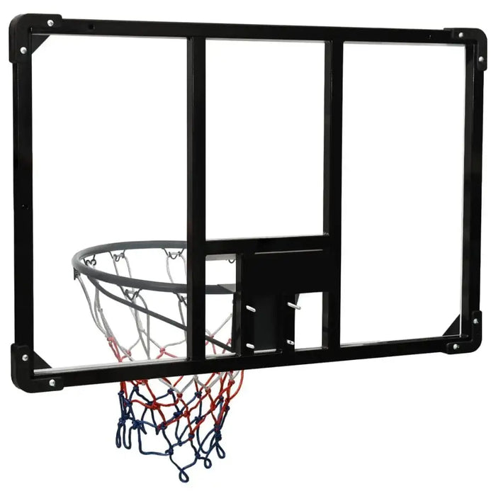 Transparent polycarbonate wall-mounted basketball backboard with steel rim and tricolor net