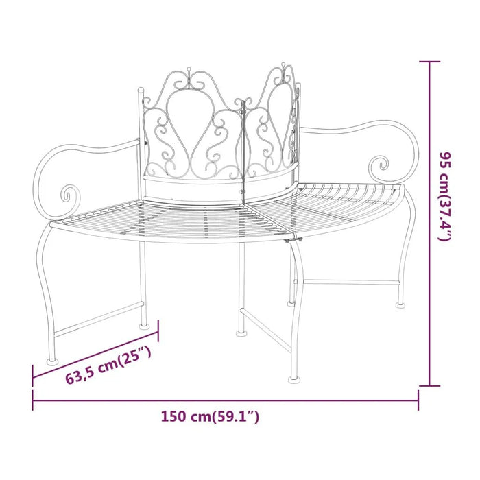 Tree Bench in Black and Steel - Little and Giant Explorers vidaXL