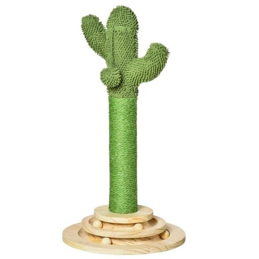 Tree Cactus | Sisal Scratching Post for Cats with Hanging Ball and Interactive Fun Roller Exerciser - Little and Giant Explorers PawHut