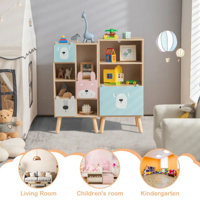 Tree-Shaped Kids Bookshelf – Natural | Double-Sided 2-Tier Design COSTWAY - Little and Giant Explorers Costway