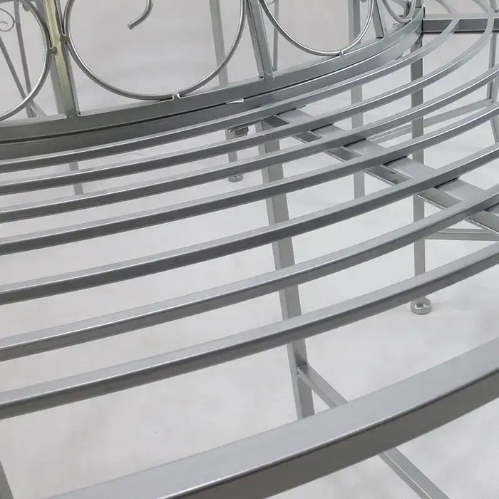 Garden Metal Round Tree Bench Seat in Silver Ø160cm - Little and Giant Explorers Outsunny