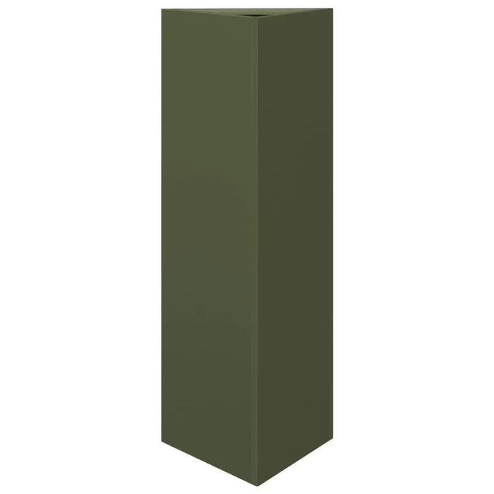 Triangular Steel Garden Planter in Olive Green (30 x 26 x 75cm) - Little and Giant Explorers vidaXL