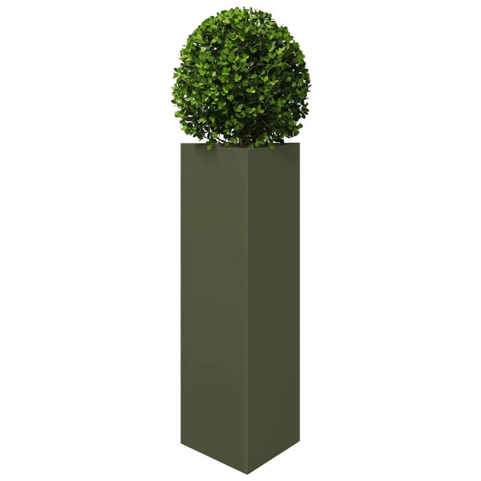 Triangular Steel Garden Planter in Olive Green (30 x 26 x 75cm) - Little and Giant Explorers vidaXL