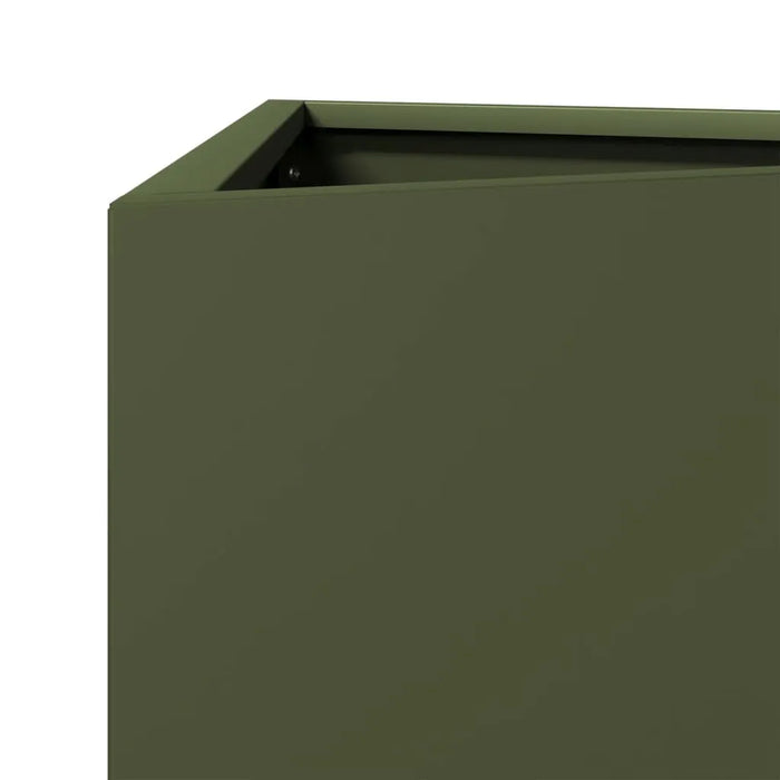 Triangular Steel Garden Planter in Olive Green (30 x 26 x 75cm) - Little and Giant Explorers vidaXL