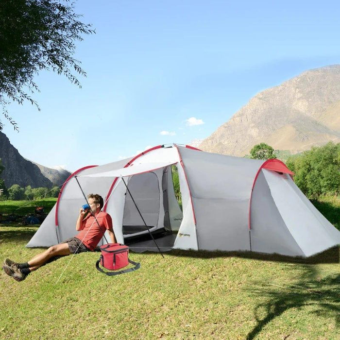 Tunnel Tent, with Two Bedrooms and Living Room and Vestibule (4 persons) - Little and Giant Explorers Outsunny