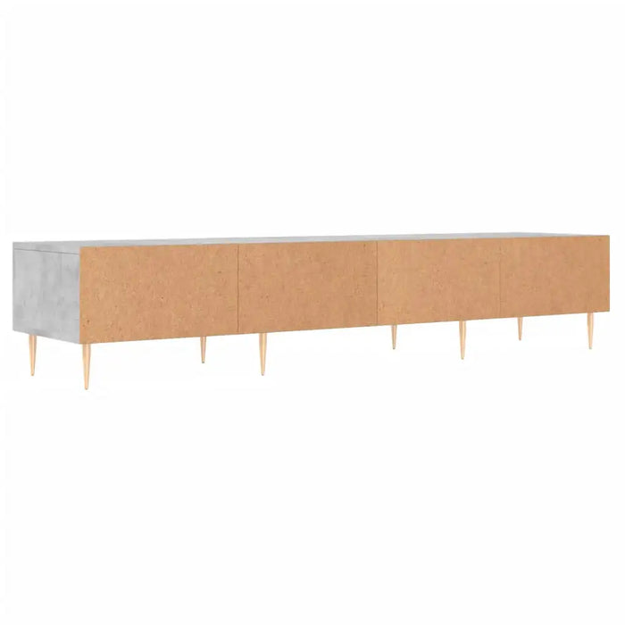 Modern wooden sideboard with light wood finish and tapered legs on white background