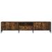 200cm wide smoked oak TV cabinet with metal frame, four-door media unit with central drawer