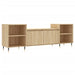 Sonoma oak TV cabinet media unit with open shelves and storage doors on tapered legs