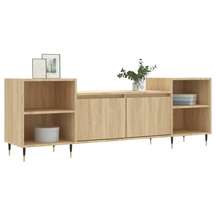 Modern 160cm wide Sonoma oak TV cabinet with storage doors and open shelves