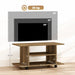 Walnut wood TV stand on wheels with open shelves, fits TVs 26-42 inches, 25 kg weight limit