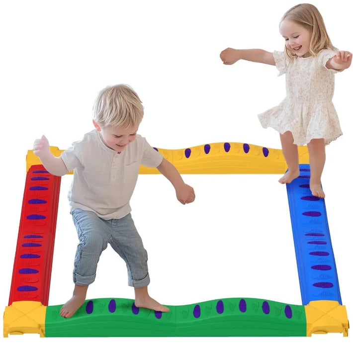 Twelve-Piece Kids Balance Beam Stepping Stones with Non-Slip Foot Pads - Little and Giant Explorers AIYAPLAY