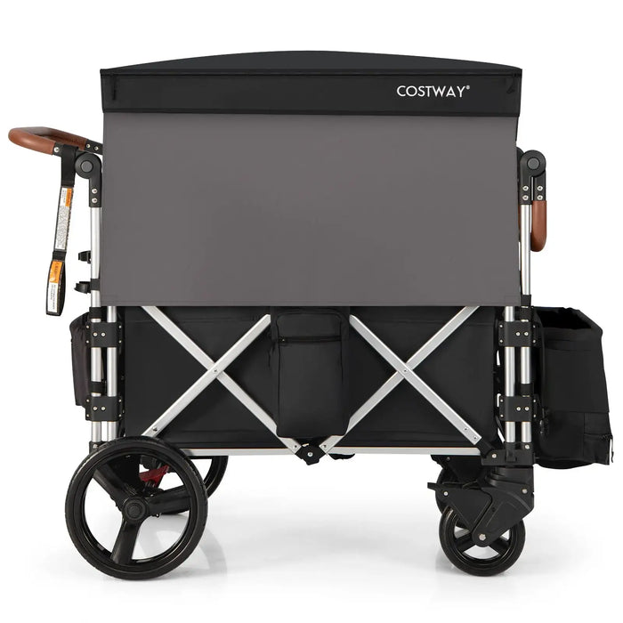 Black and gray Costway stroller wagon on a white background
