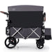 Black and silver folding cart with a large storage compartment on a white background