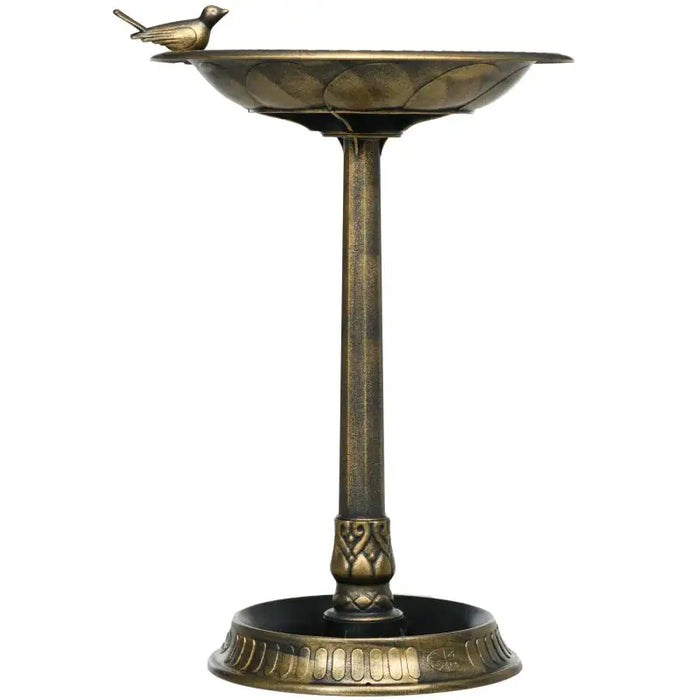 Two-Basin Bird Bath – Bronze | Outdoor Flower Pattern Bird Feeder and Water Bowl OUTSUNNY - Little and Giant Explorers Outsunny