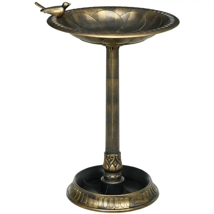 Two-Basin Bird Bath – Bronze | Outdoor Flower Pattern Bird Feeder and Water Bowl OUTSUNNY - Little and Giant Explorers Outsunny