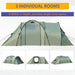 Two Bedroom Tunnel Tent with Rainfly and Carry Bag in Green (5 persons) - Little and Giant Explorers Outsunny