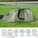 Two Bedroom Tunnel Tent with Rainfly and Carry Bag in Green (5 persons) - Little and Giant Explorers Outsunny