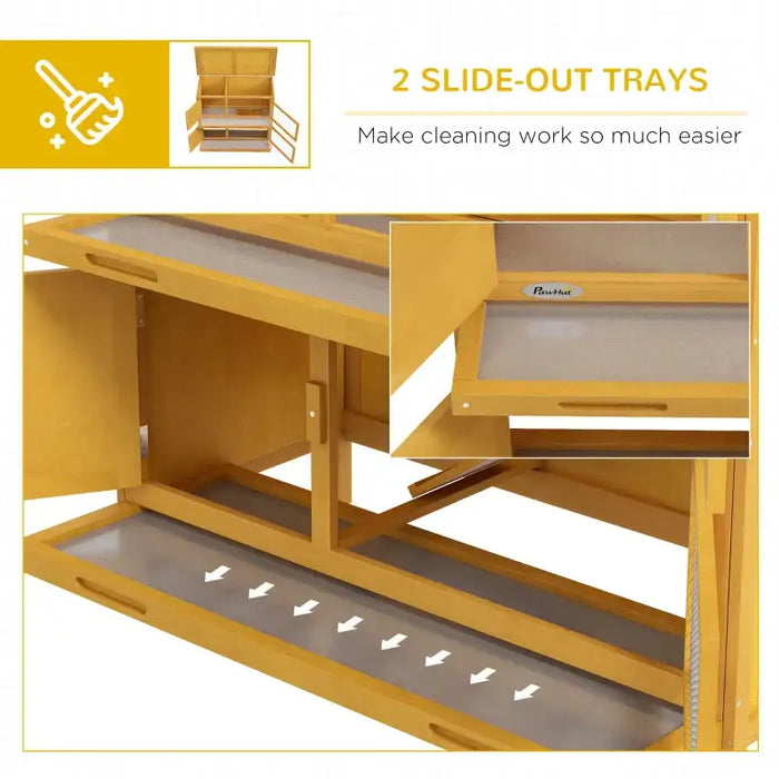 Two-Level Outdoor Rabbit Hutch – Yellow Fir Wood | Double-Tier Bunny House PAWHUT - Little and Giant Explorers PawHut