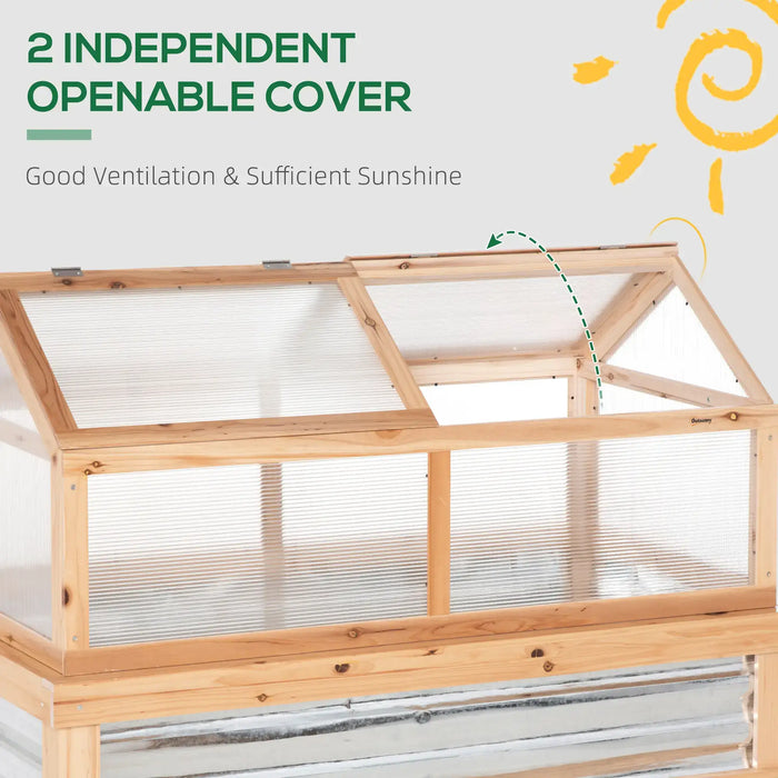 Raised Wooden Cold Frame Greenhouse - Little and Giant Explorers Outsunny
