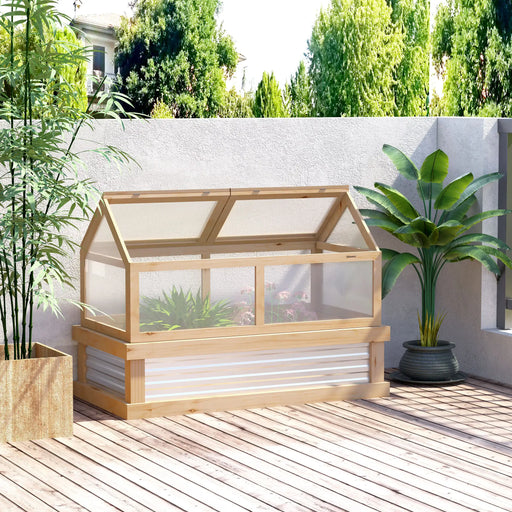 Raised Wooden Cold Frame Greenhouse - Little and Giant Explorers Outsunny