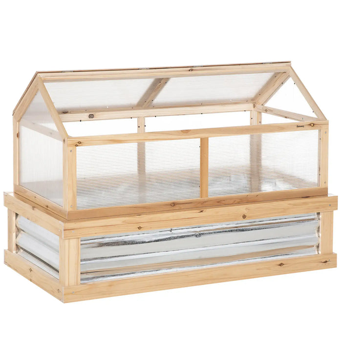 Raised Wooden Cold Frame Greenhouse - Little and Giant Explorers Outsunny