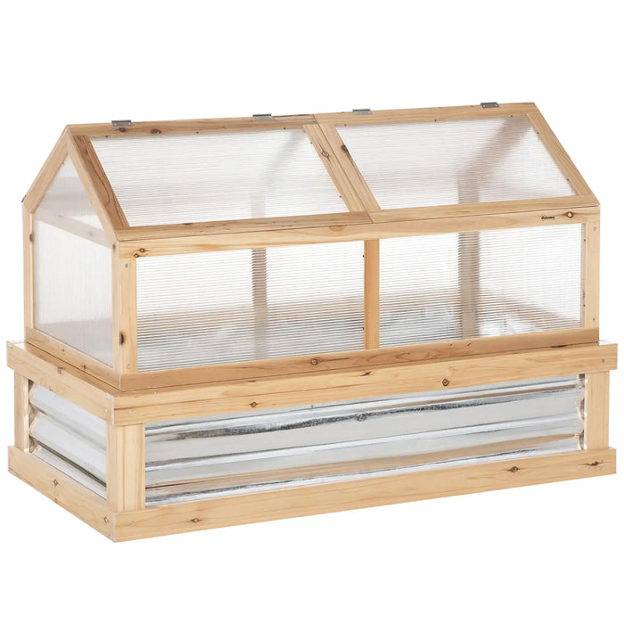 Raised Wooden Cold Frame Greenhouse - Little and Giant Explorers Outsunny