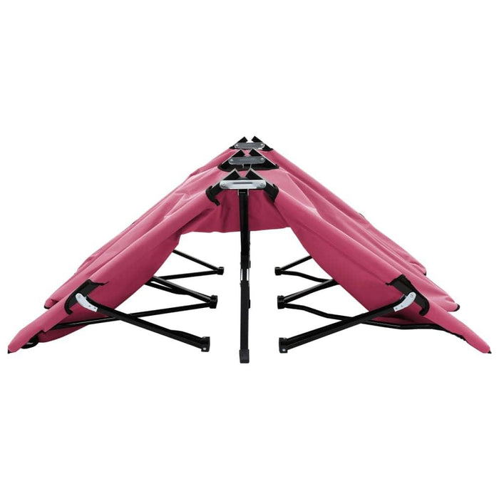 Two Person Camping Folding Sun Lounger in Pink - Little and Giant Explorers vidaXL