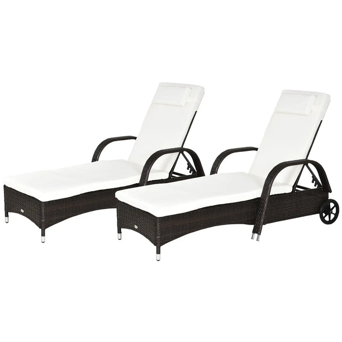 Two-Piece Lounger Set | Five-Position Backrest and Removable Headrest for Sun Relaxation - Little and Giant Explorers Outsunny