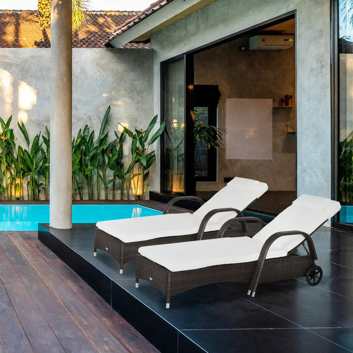 Two-Piece Lounger Set | Five-Position Backrest and Removable Headrest for Sun Relaxation - Little and Giant Explorers Outsunny