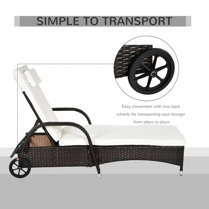 Two-Piece Lounger Set | Five-Position Backrest and Removable Headrest for Sun Relaxation - Little and Giant Explorers Outsunny