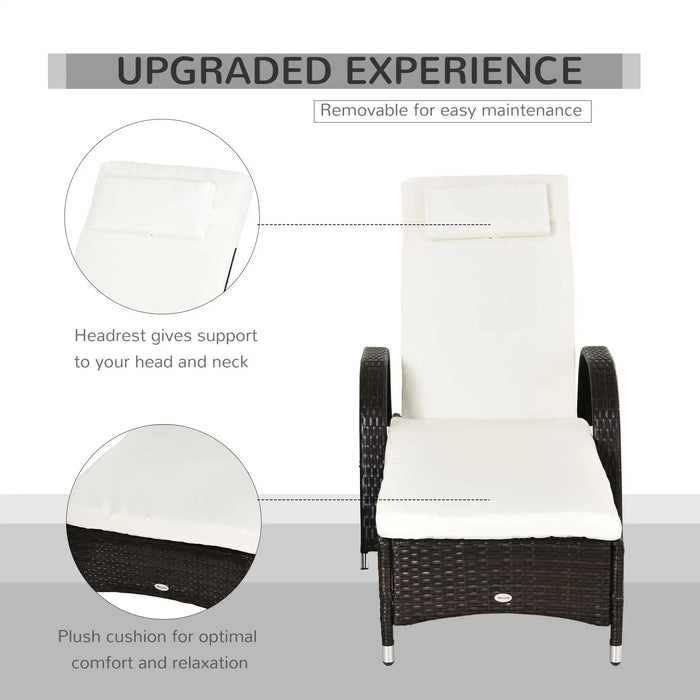 Two-Piece Lounger Set | Five-Position Backrest and Removable Headrest for Sun Relaxation - Little and Giant Explorers Outsunny