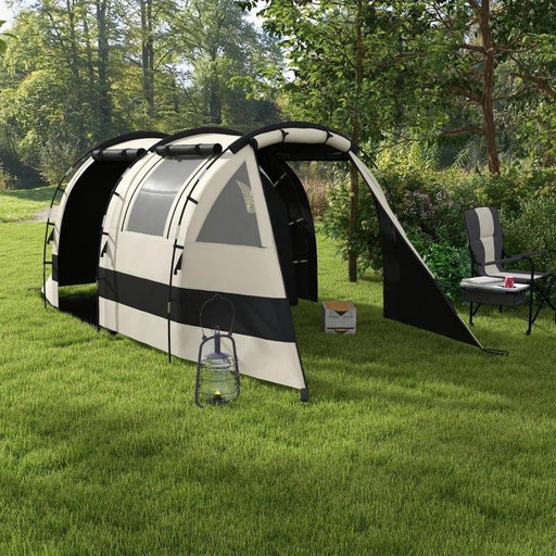 Two Room Blackout Tent with Accessories in Khaki (4 persons) - Little and Giant Explorers Outsunny