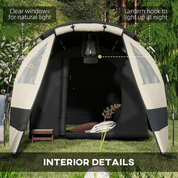 Two Room Blackout Tent with Accessories in Khaki (4 persons) - Little and Giant Explorers Outsunny